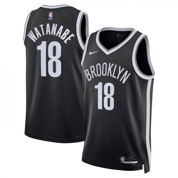 Brooklyn Nets Trikot Yuta Watanabe 18 Nike 2022-23 Icon Edition Schwarz Swingman - Herren
